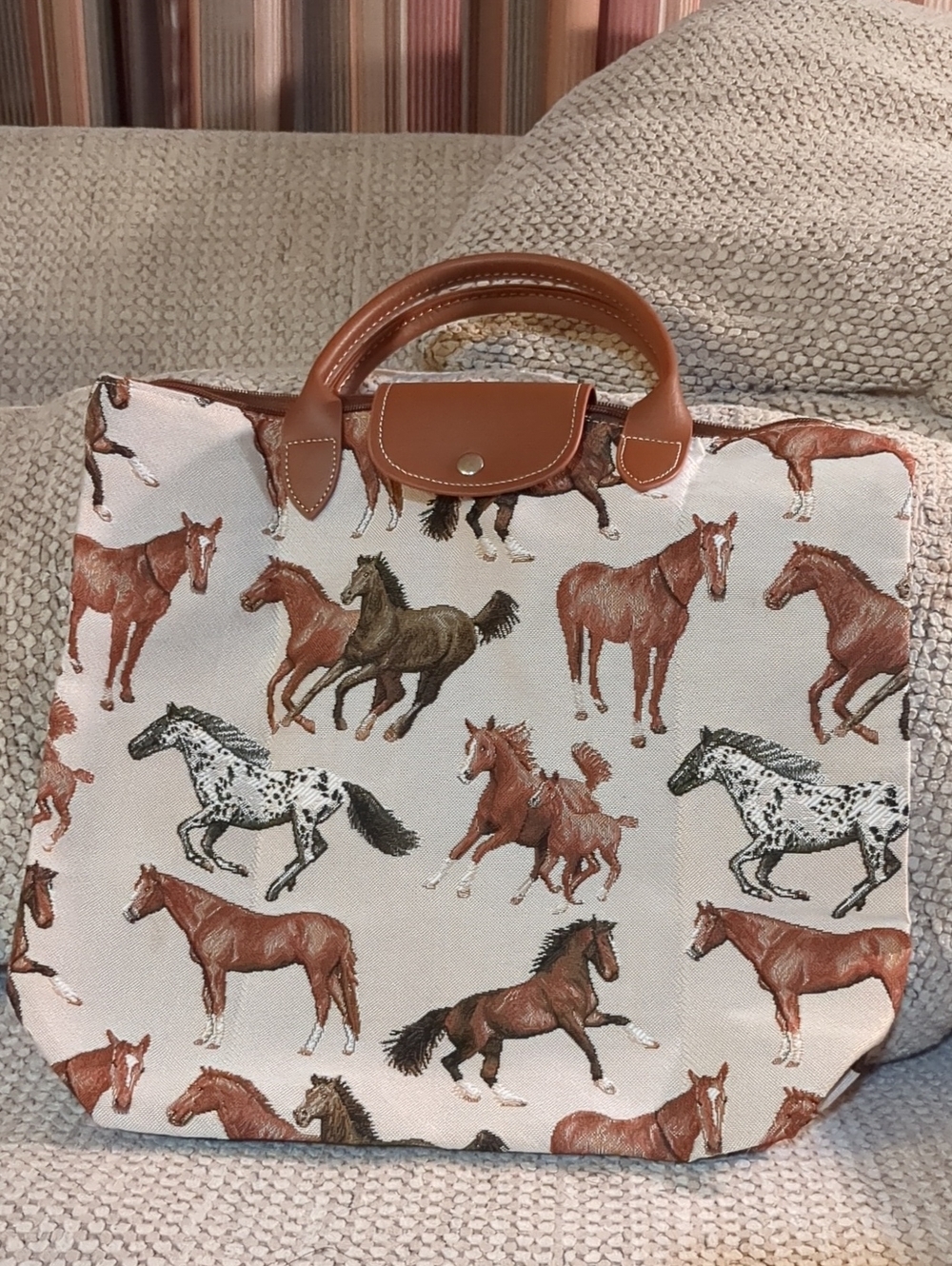 Signare Horse-Print Foldaway Tote